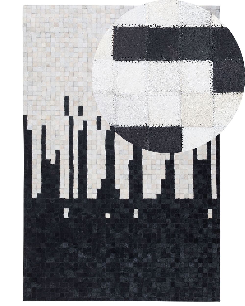 Teppich BOLU Schwarz 160 x 230 cm Echtleder
