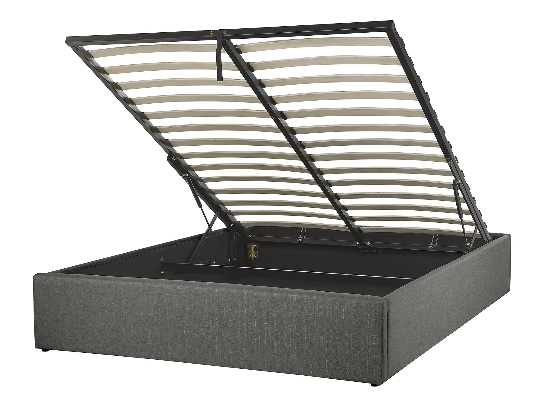 Ottoman Bed without Headboard DINAN Fabric Dark Grey 140 x 200 cm (EU Double)_721415