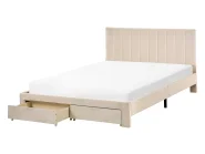 Bed with Storage Drawers LONZAC Velvet Beige 140 x 200 cm (EU Double)_1014628