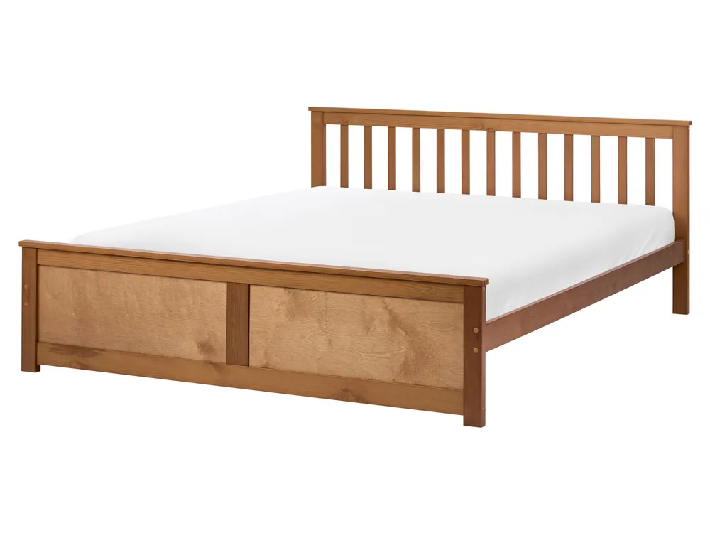 Bett mit Lattenrost Kiefernholz OLENDON 160 x 200 cm Braun