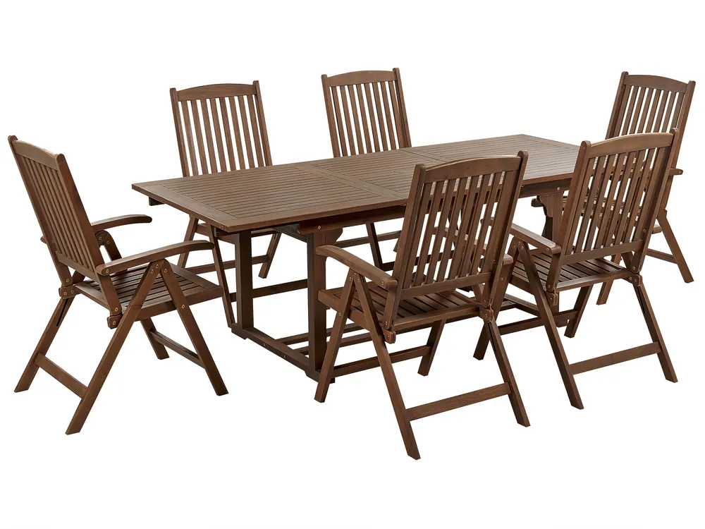 Gartenmöbel Set 6-Sitzer AMANTEA Akazienholz Dunkelbraun