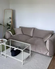 Sofa 3-Sitzer LUVOS Samtstoff Taupe_985134