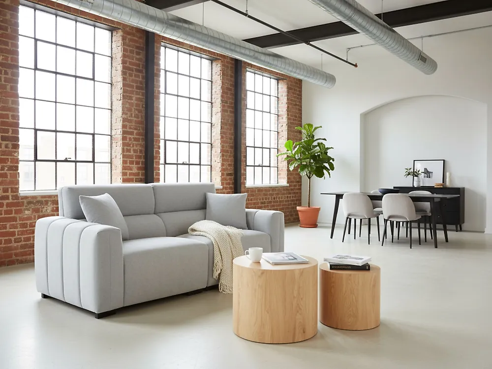 Sofa 3-Sitzer FAUSKAN Stoff Hellblau_1184525