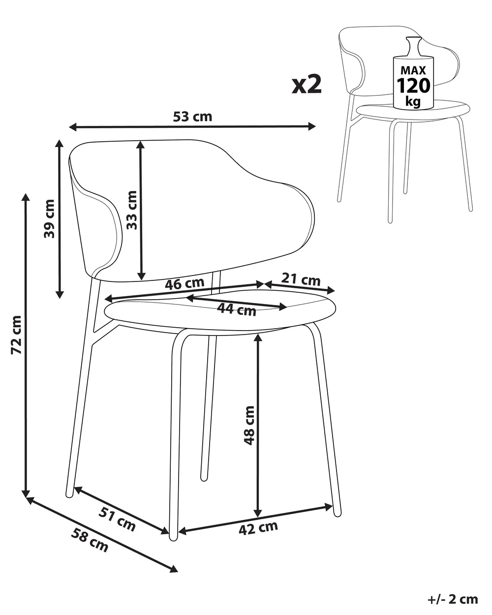 Set of 2 Dining Chairs KENAI Light Beige_874535