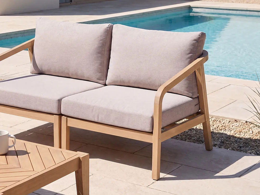 Garden Left-Hand Corner Section RIVELLO Acacia Wood Light Brown