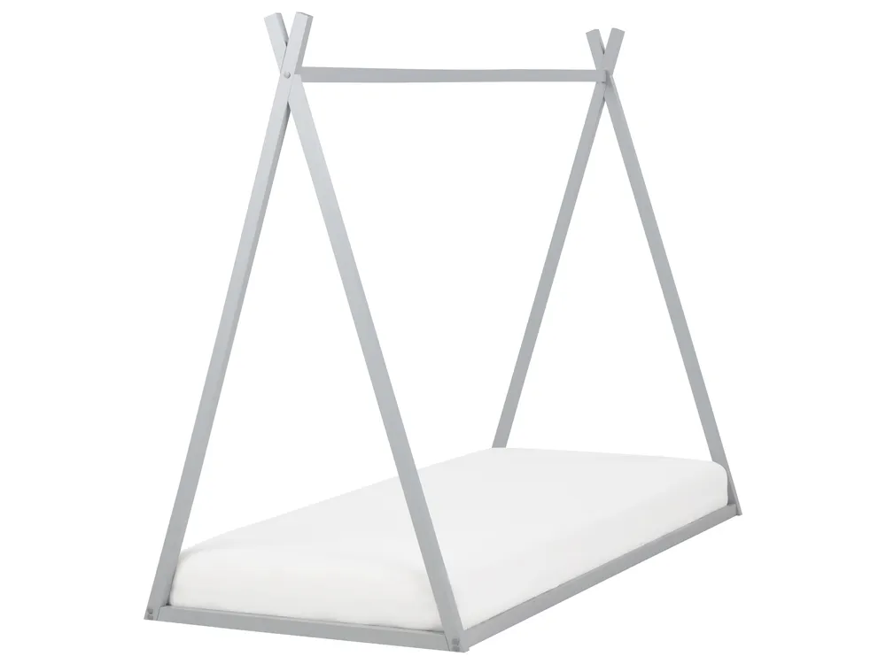 Kids Bed Teepee Pine Wood SAURAT 90 x 200 cm (EU Single) Grey