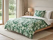 Bettwäsche-Set GREENWOOD 135 x 200 cm Baumwollsatin Grün_1183215