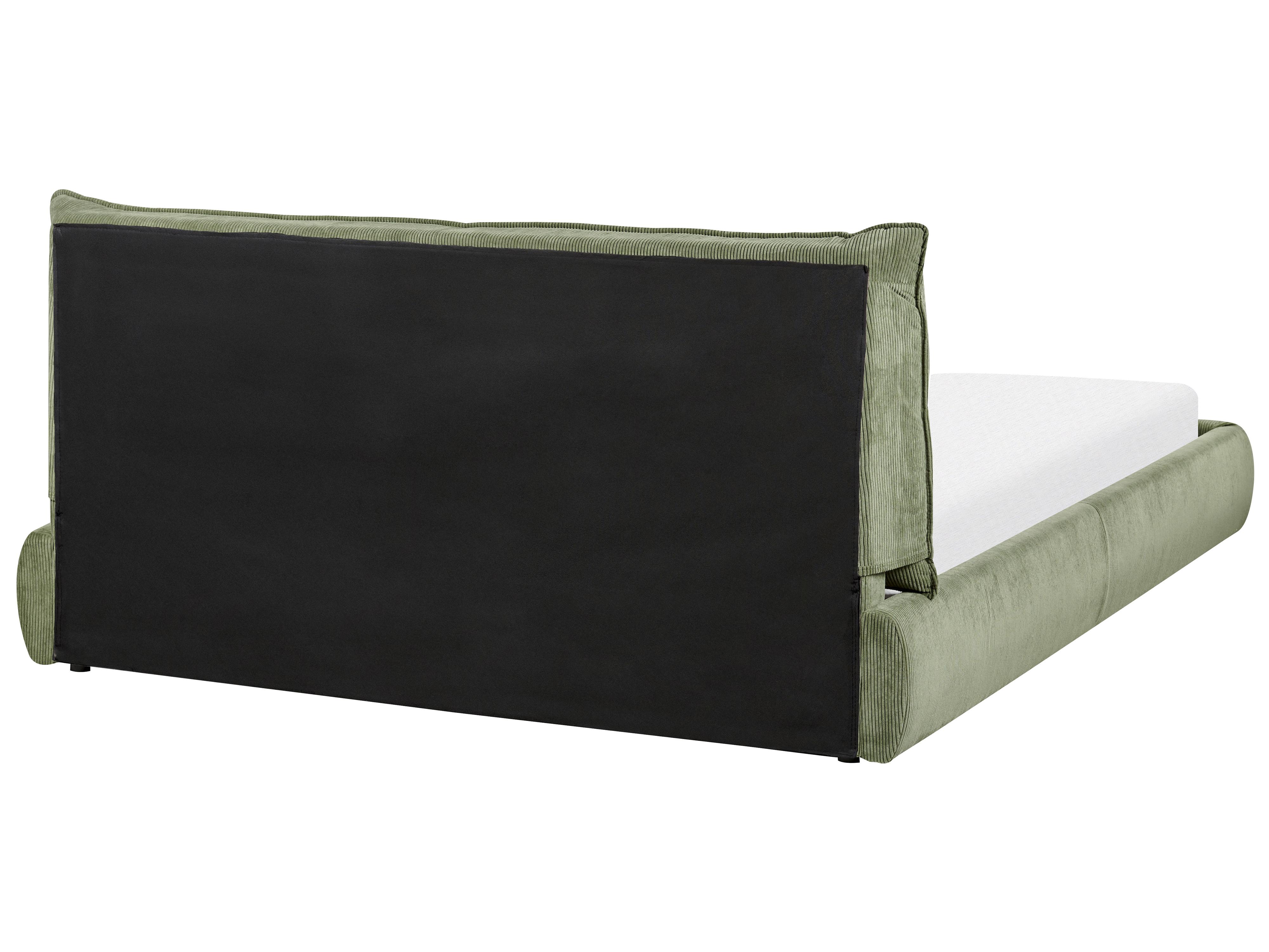 Bed Corduroy VINAY 160 x 200 cm (EU King Size) Olive Green_879987