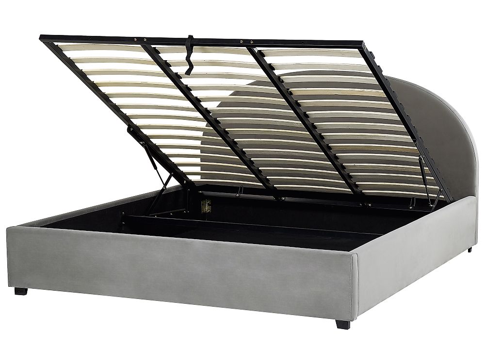 Bed met opbergruimte VAUCLUSE Fluweel Lichtgrijs 180 x 200 cm
