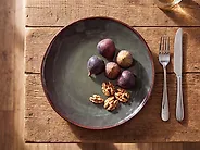Set of 8 Dinner Plates THYME Stoneware Dark Green 28 cm_1173642