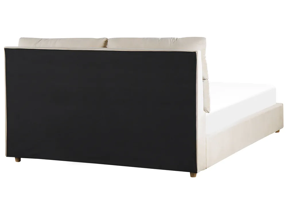 Ottoman Bed BATILLY Velvet Light Beige 160 x 200 cm (EU King Size)_830109