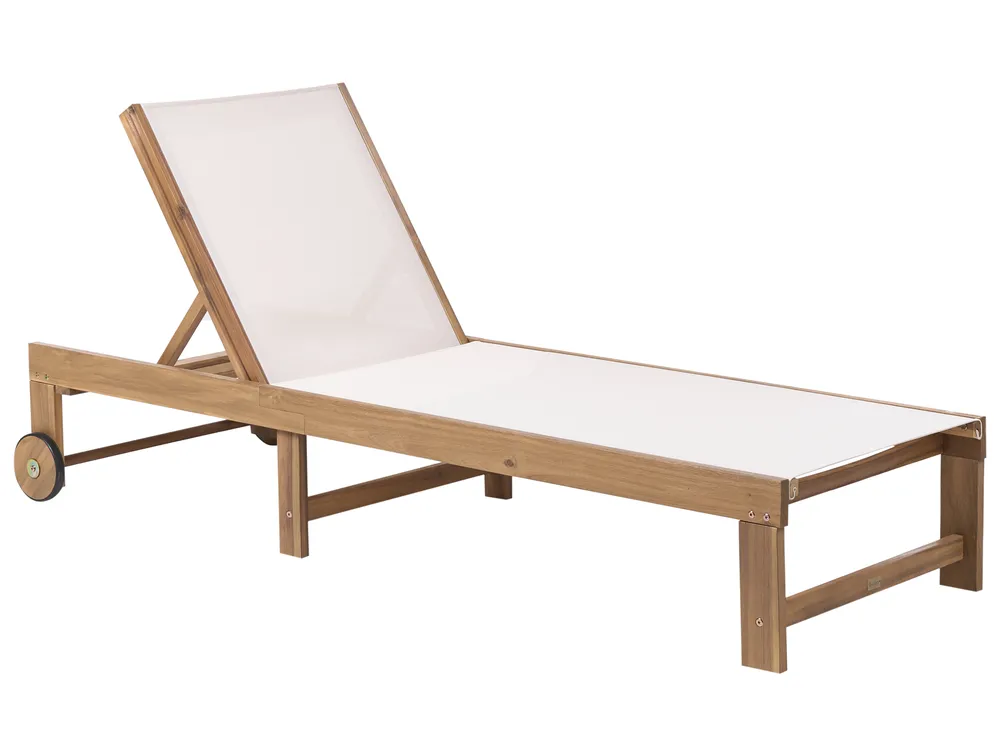 Sonnenliege PEDESINA mit Relaxfunktion Akazienholz Beige