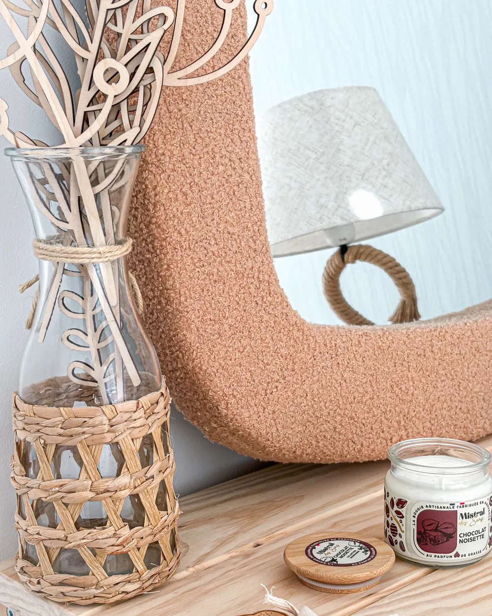 Wall Mirror EPIRY 79 cm 80 cm Boucle Light Brown_949400