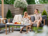 Lounge Set mit Tisch und Ottomane 5-Sitzer NOLA Metall Grau_1114922