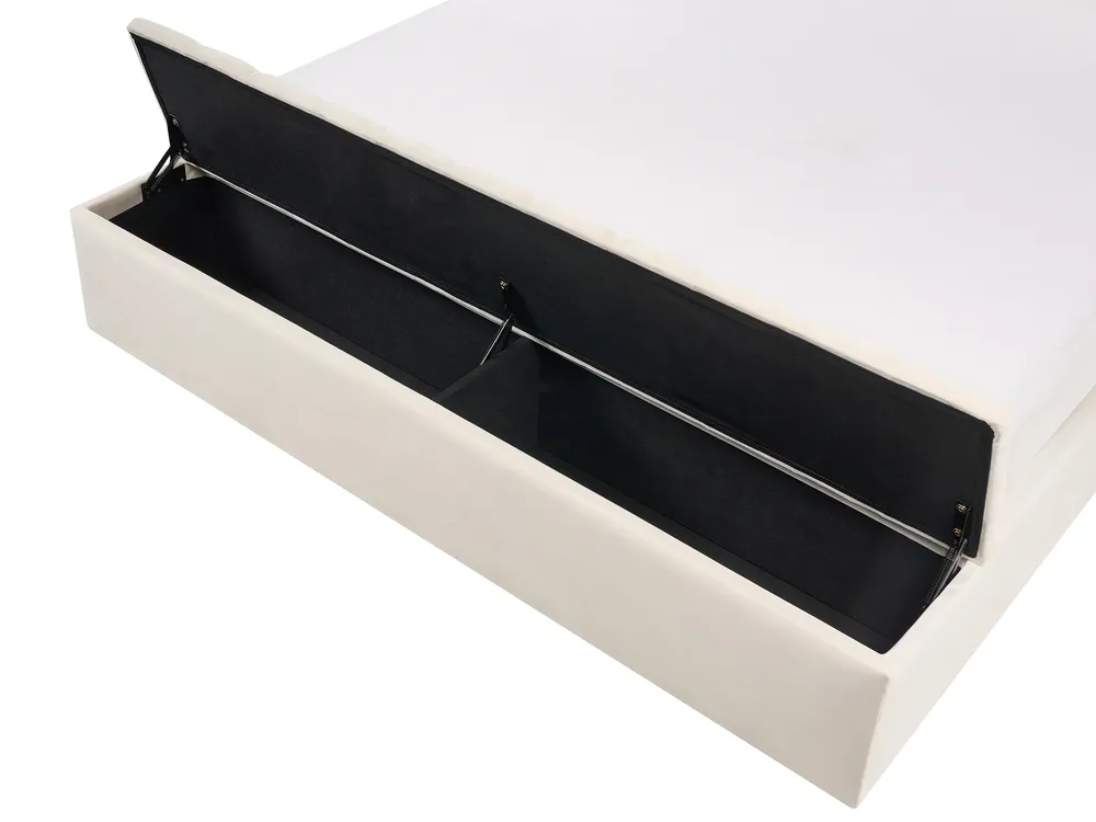 Bett mit Stauraumbank NOYERS Samtstoff Cremeweiß 180 x 200 cm_1036689