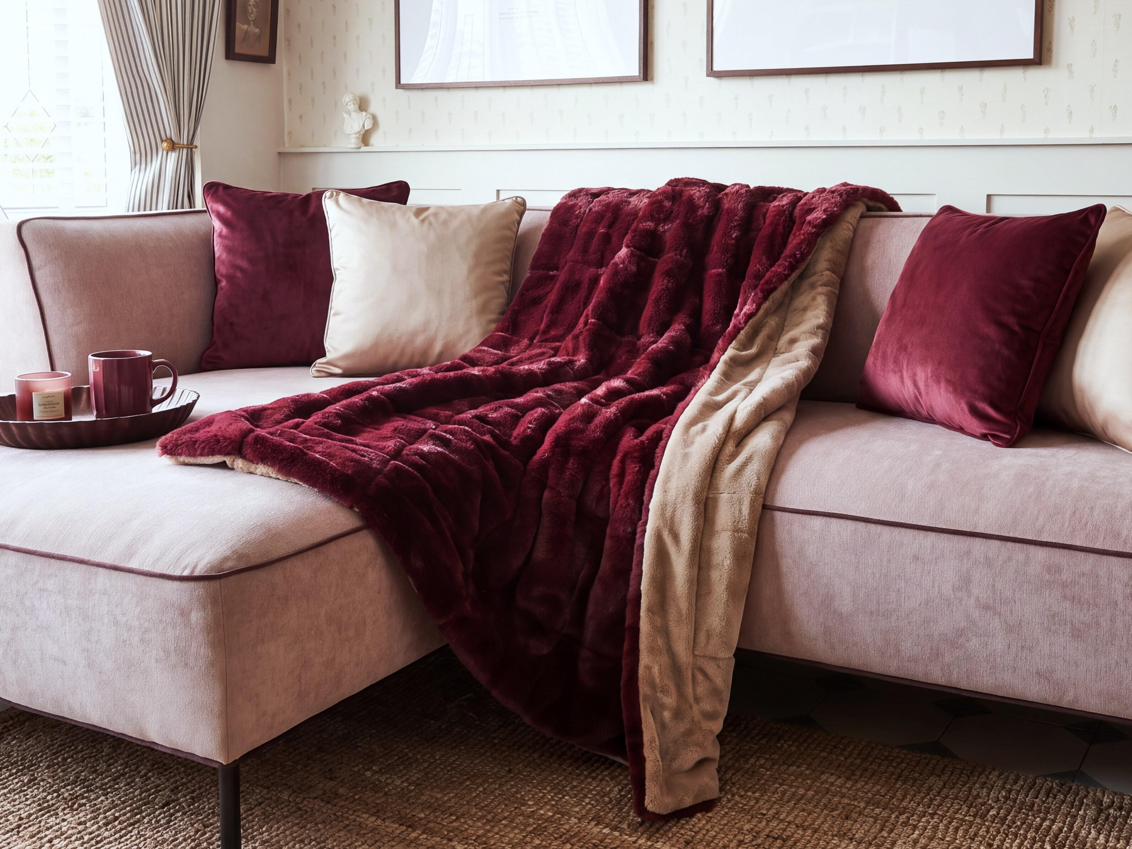 Blanket TANTAN 150 x 200 cm Burgundy