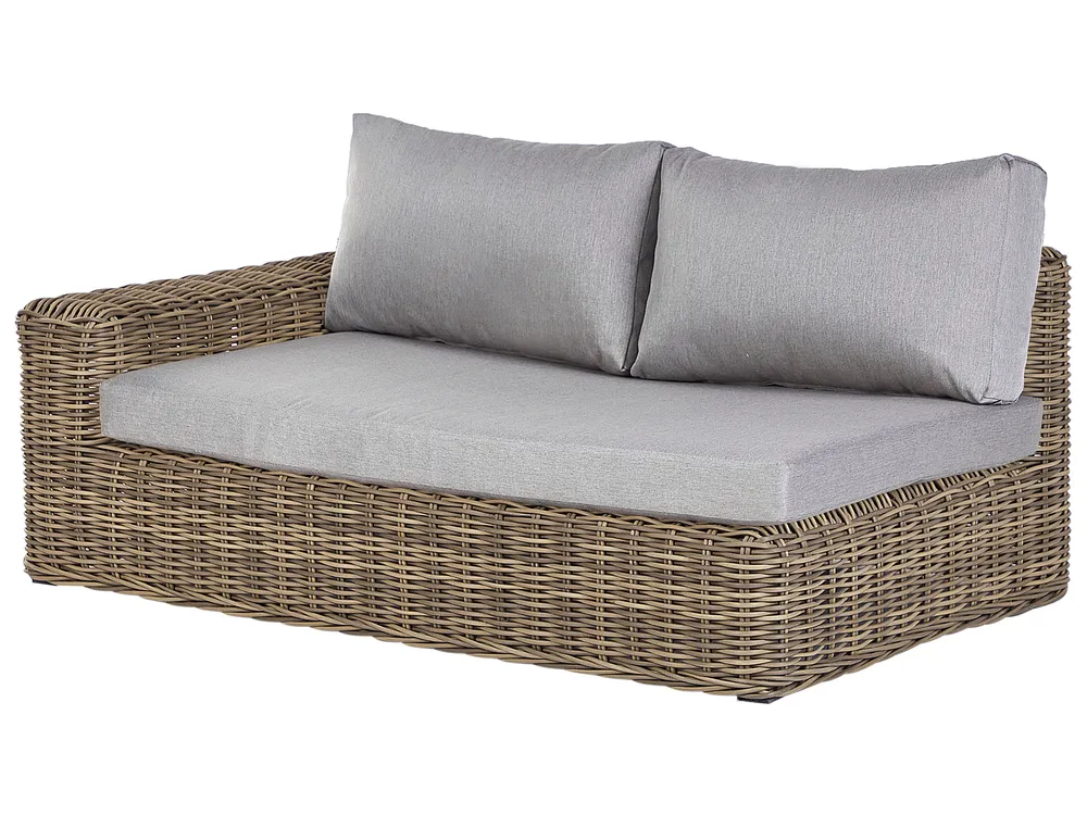 Garten Ecksofa mit Ottomane 6-Sitzer PALERMO modular Polyrattan Hellbraun_927881