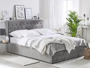 Bett mit Stauraum AMIENS Samtstoff Grau 160 x 200 cm_791252