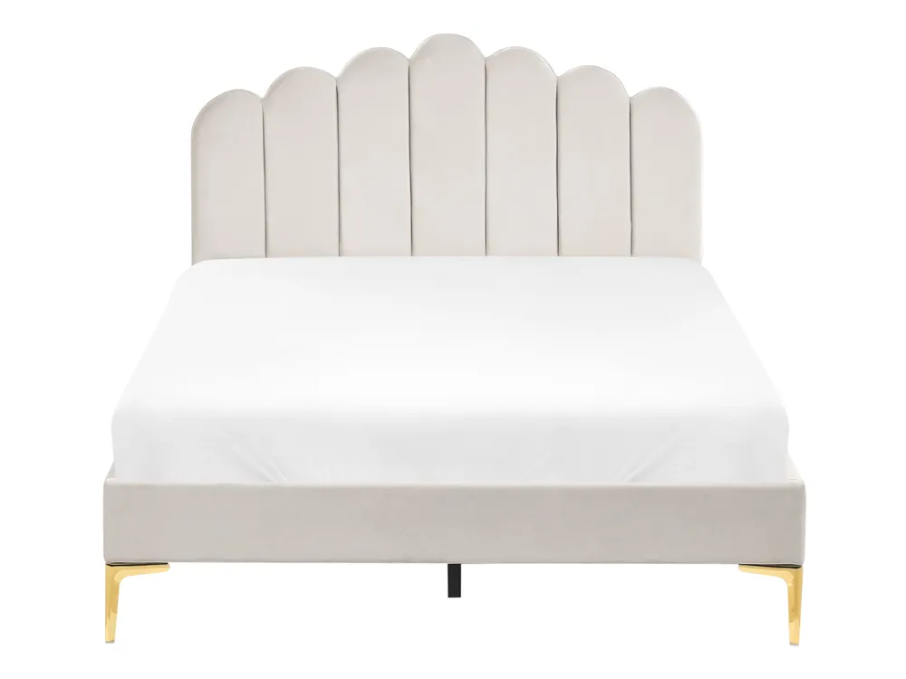 Bed Velvet SAUVIAN 120 x 200 cm (EU Small Double) Off-White_1014433