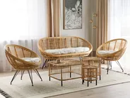 Lounge Set mit Tisch 4-Sitzer MARATEA/CESENATICO Rattan Naturfarben_878418