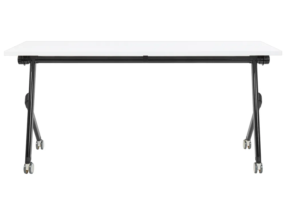 Zusammenklappbarer Schreibtisch BENDI 160 cm 60 cm mit Rädern Weiß_922327