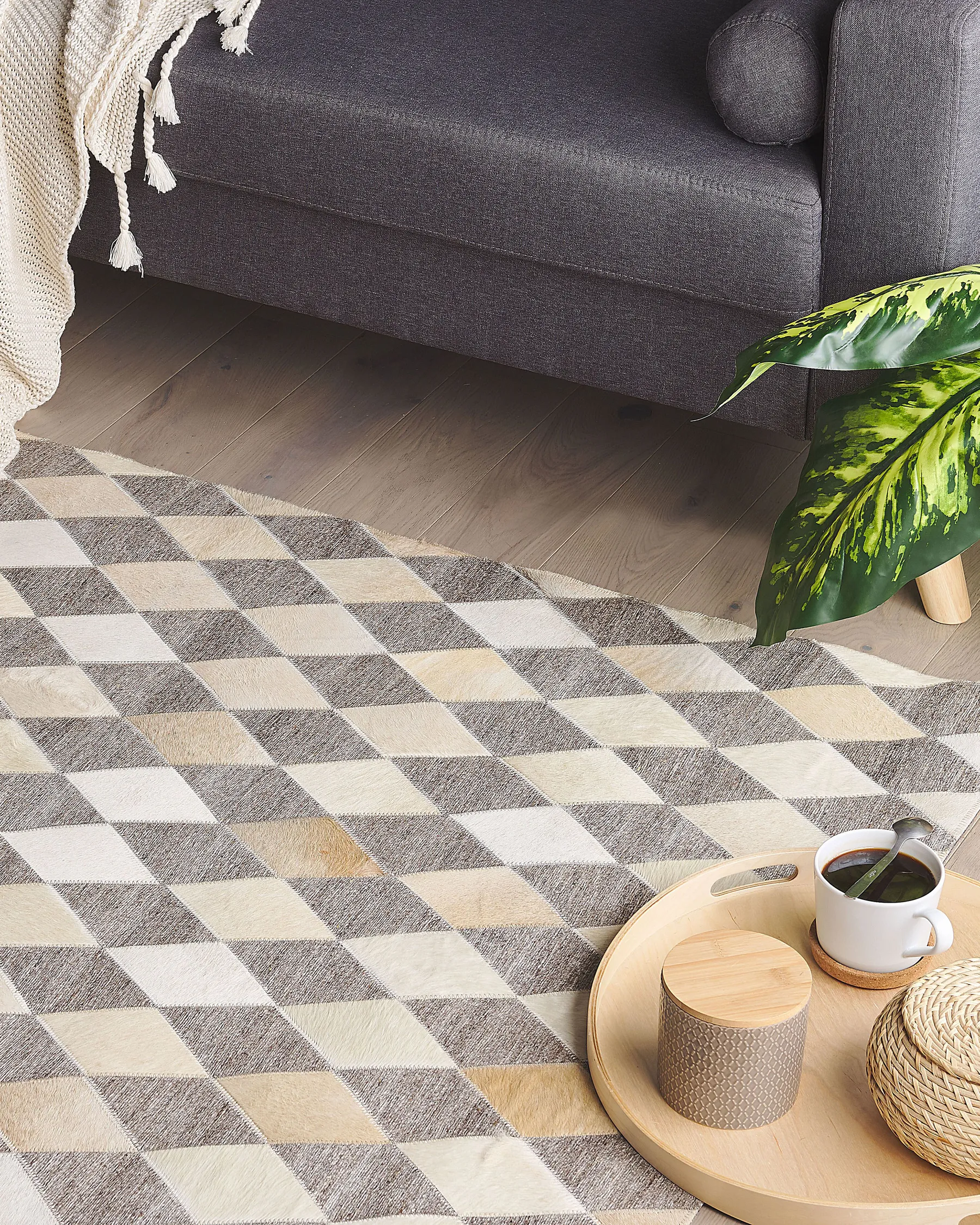 Teppich SESLICE Beige 160 x 230 cm Echtleder_780551