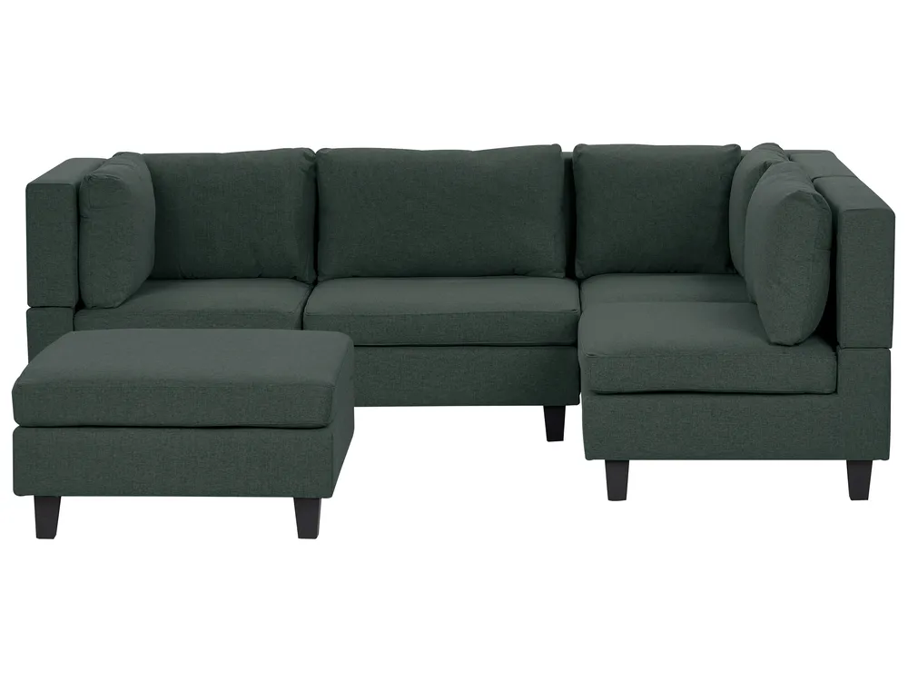Modul Ecksofa 4-Sitzer UNSTAD mit Ottomane Stoff Dunkelgrün linksseitig