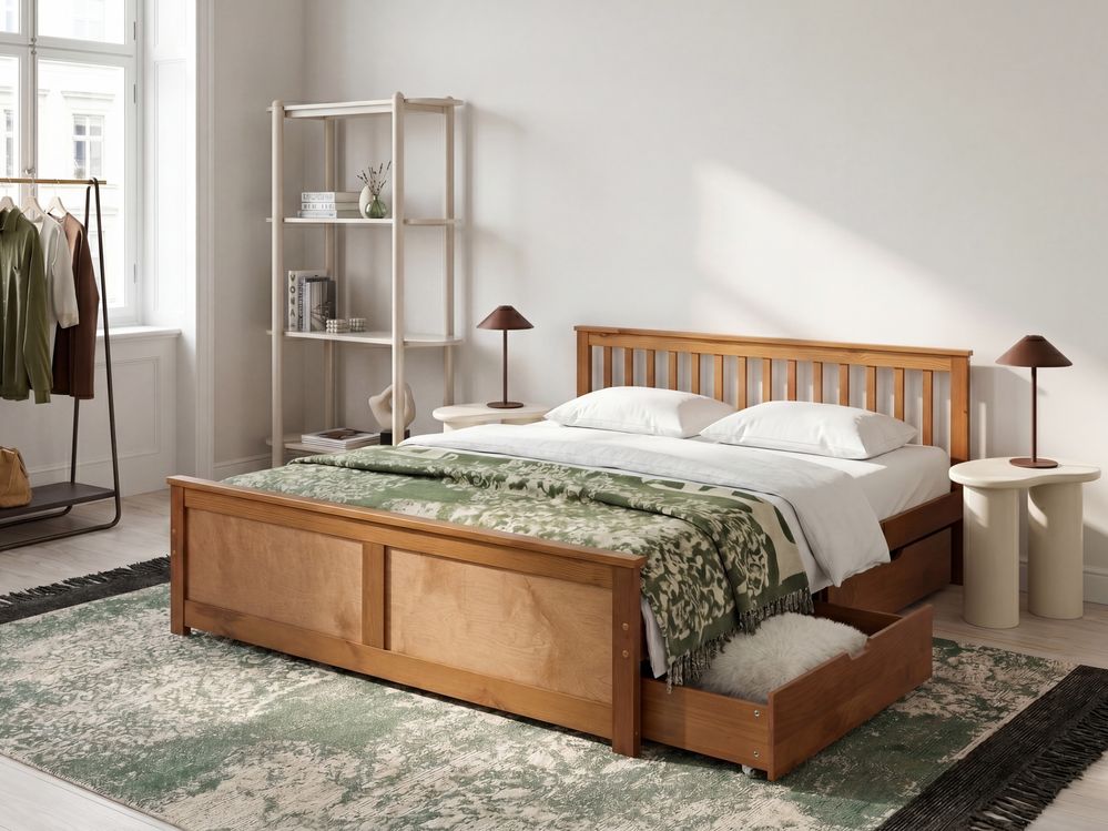 Bed met 2 lades OLENDON Dennenhout Bruin 180 x 200 cm