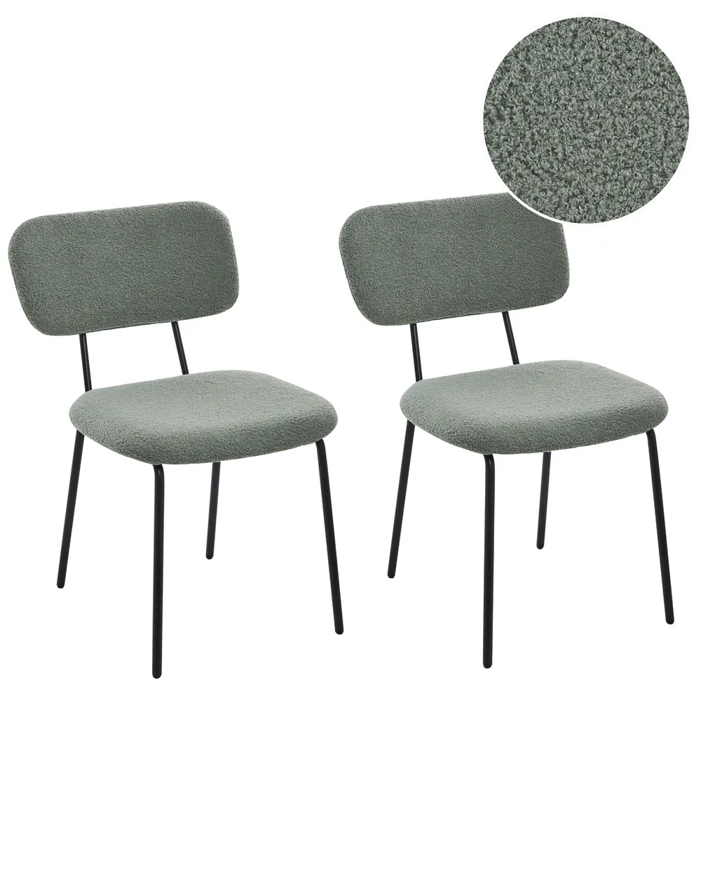 Set mit 2 Stühlen ADAIR Bouclé Hellgrün