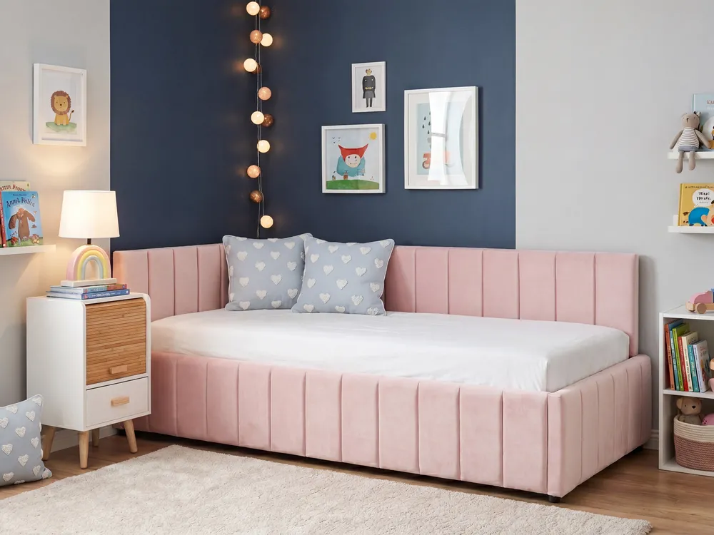 Tagesbett Samtstoff LISIEUX 90 x 200 cm Pastellrosa