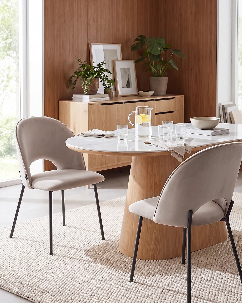 Set of 2 Dining Chairs COVELO Velvet Taupe_1154726
