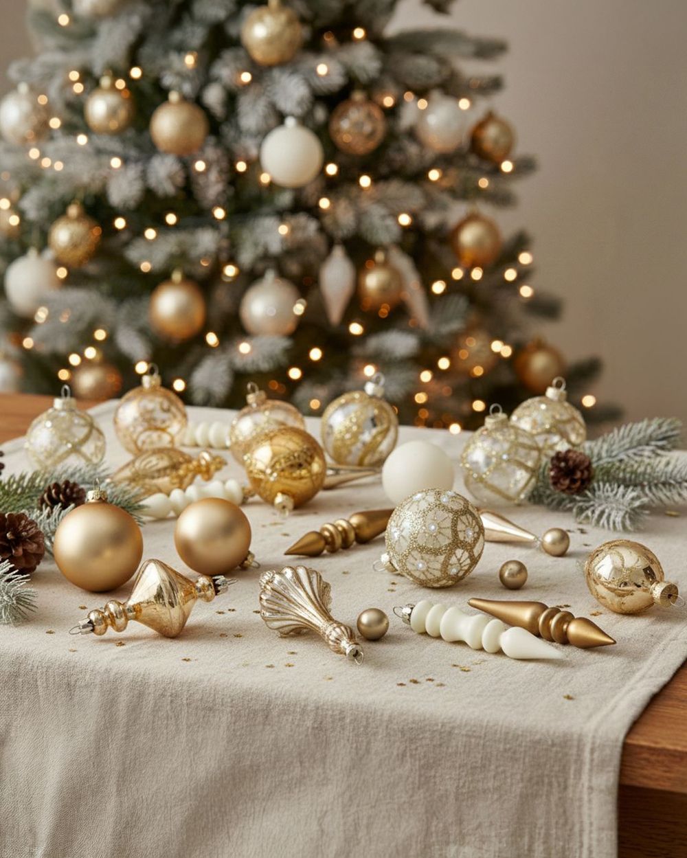 Weihnachtskugel 70er Set FLICKER Glas Gold