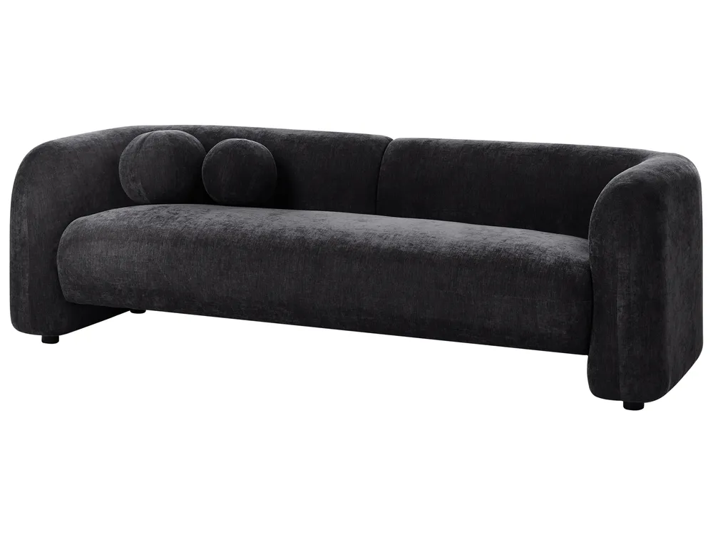 Sofa Set 4-Sitzer LEIREN Chenillegewebe Schwarz_1028708