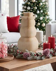 Weihnachtsdekoration Tischlampe BANGA 51 cm Schneemann Beige_1031804