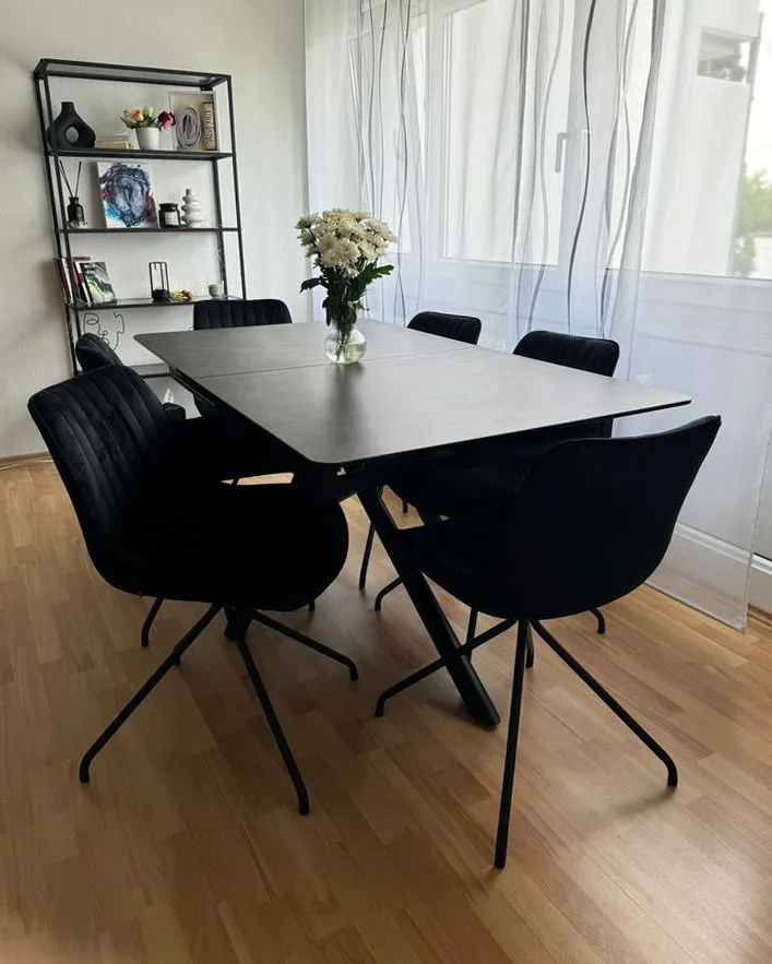 Set of 2 Dining Chairs NAVASOTA Velvet Black_937499