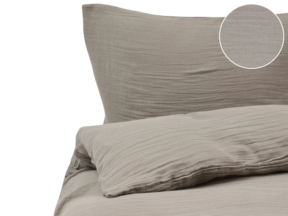 Bettwäsche-Set SUMNER 200 x 200 cm Baumwollmusselin Taupe