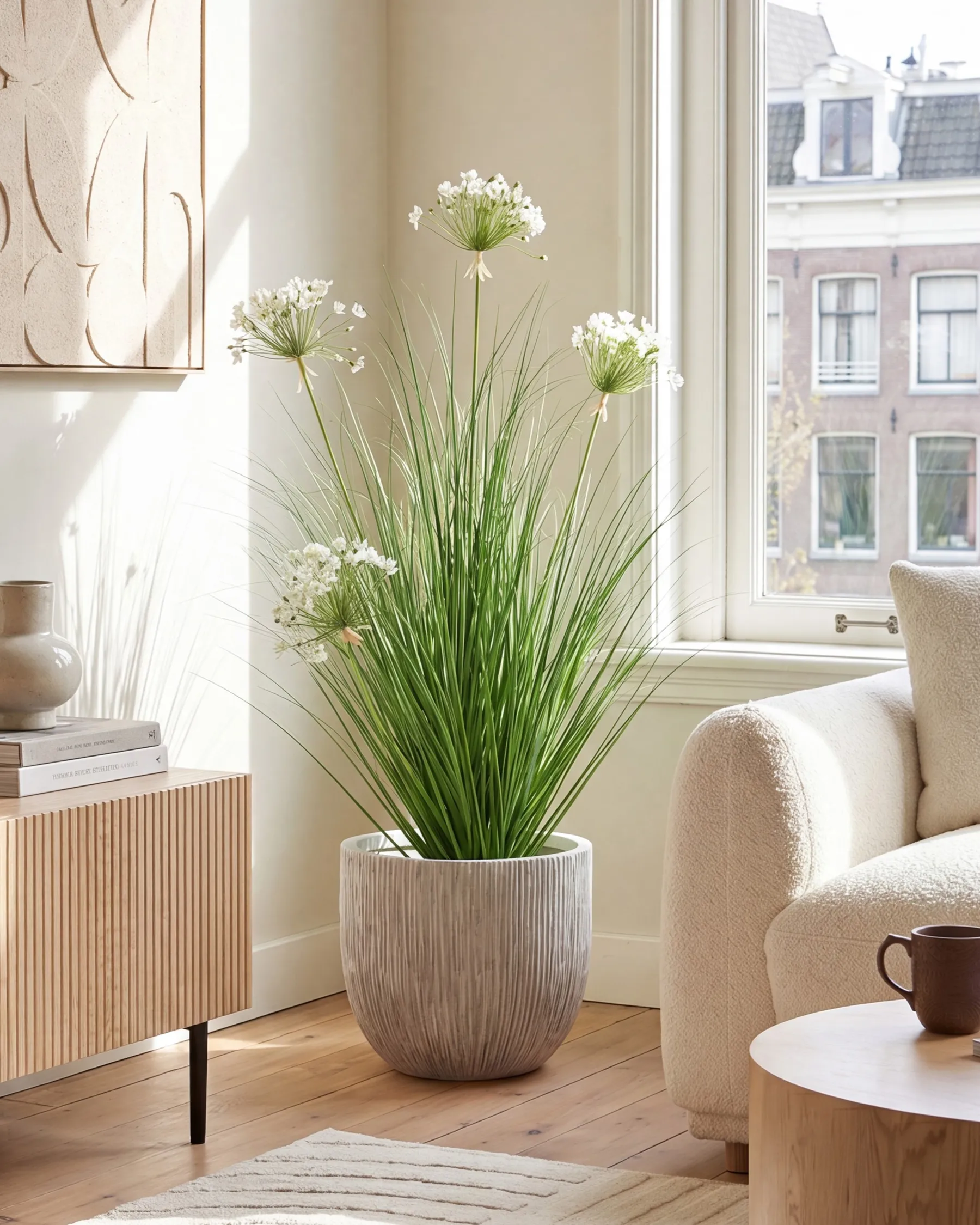 Kunstpflanze ONION GRASS 120 cm Weiß_1090742