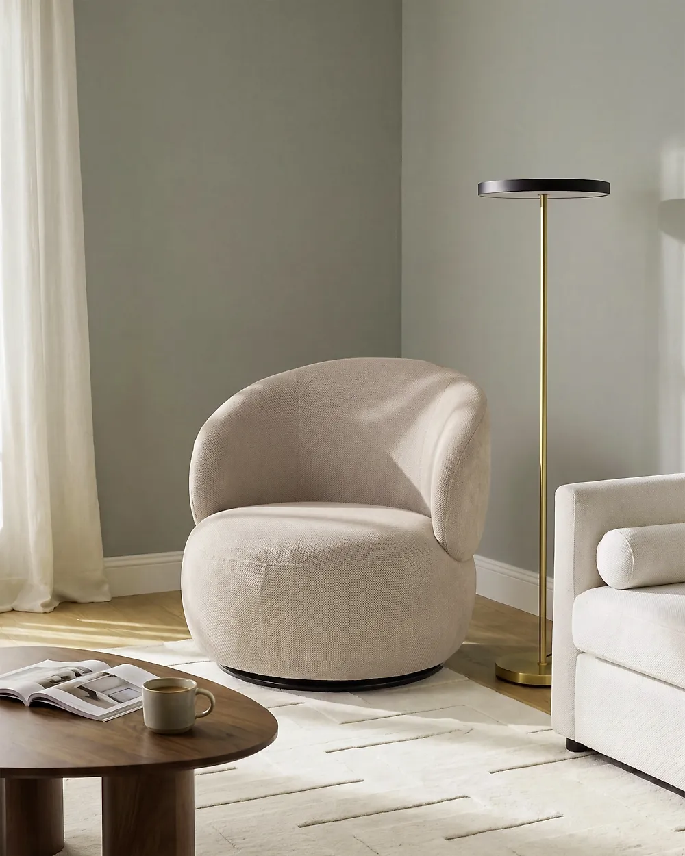 Swivel Armchair VAMMALA Taupe_1164570