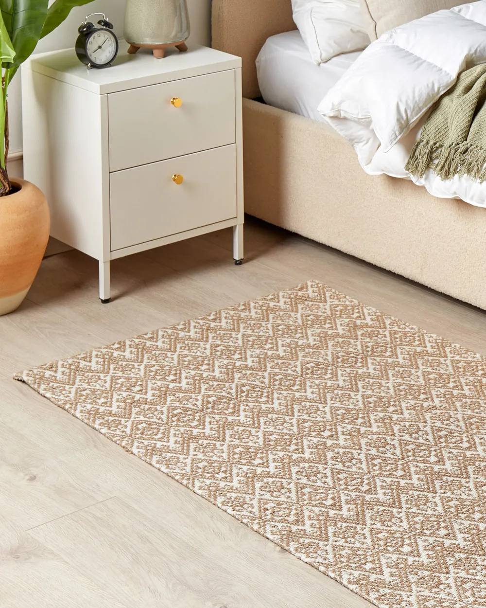 Teppich Jute beige geometrisches Muster verschiedene Größen ATIMA