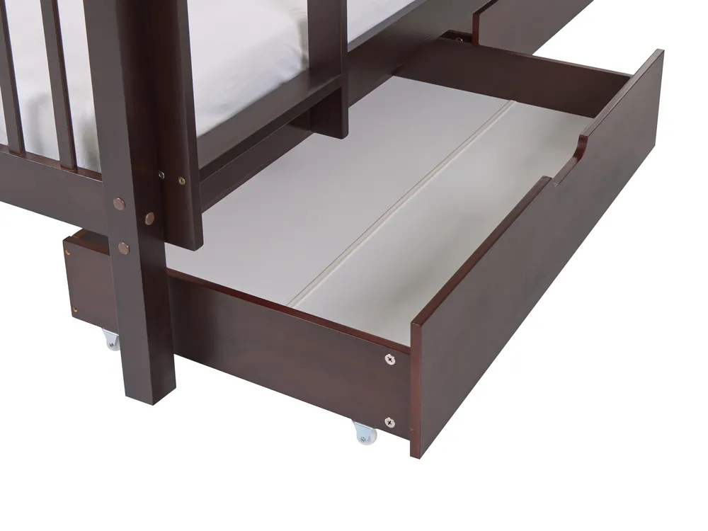 Hochbett mit Schubladen REVIN Kiefernholz Dunkelbraun 90 x 200 cm_877026