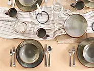Set of 8 Dinner Plates THYME Stoneware Dark Green 28 cm_1173639