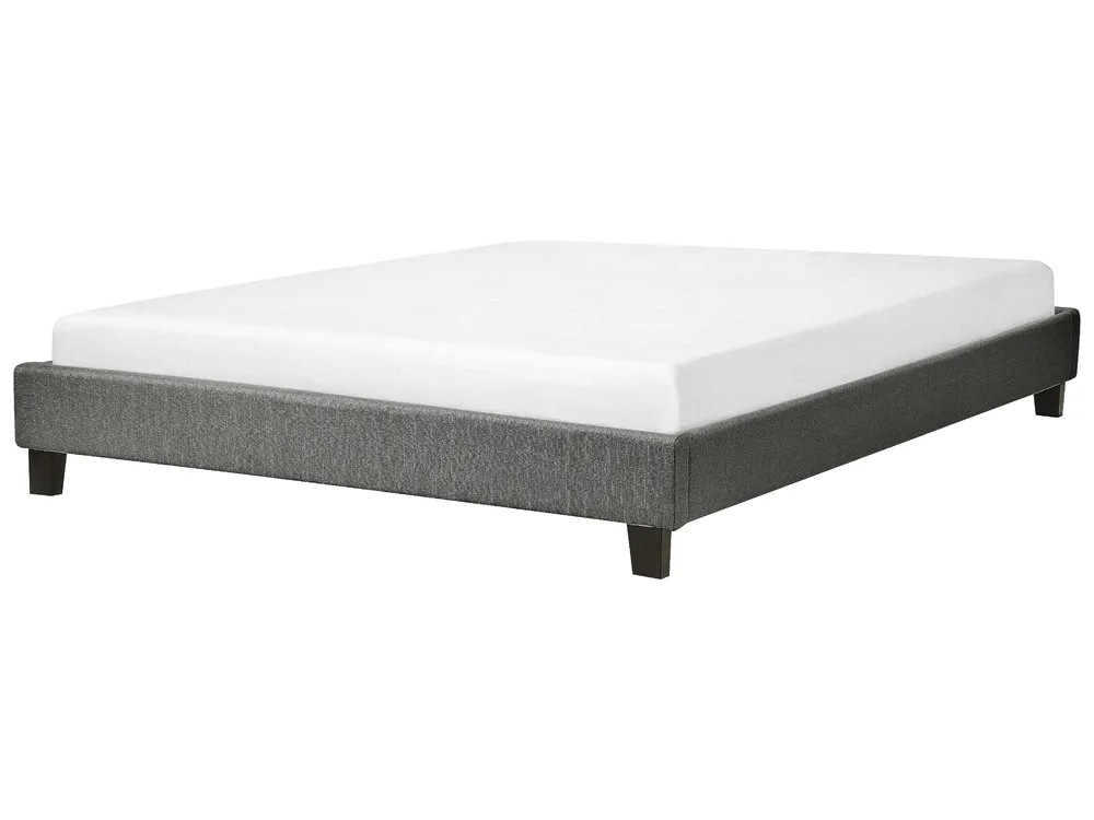 Bett ohne Kopfteil Stoff ROANNE 160 x 200 cm Grau