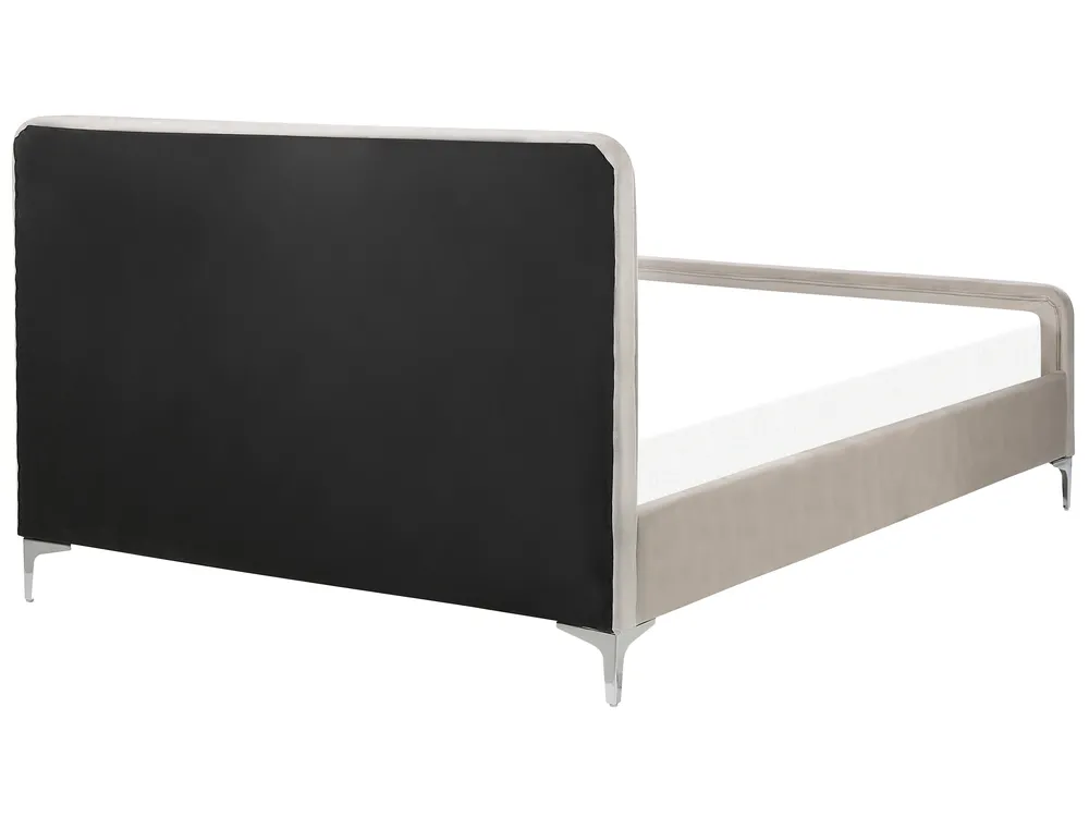 Bett mit Lattenrost Samtstoff LUNAN 140 x 200 cm Taupe_803455