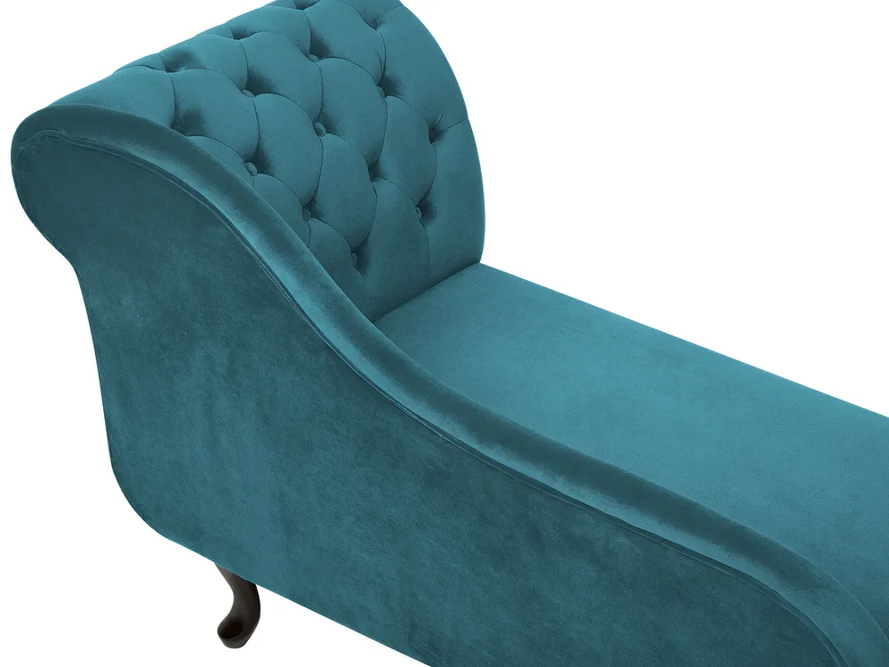 Rechtsseitige Chaiselongue NIMES Samtstoff Blaugrün_805940