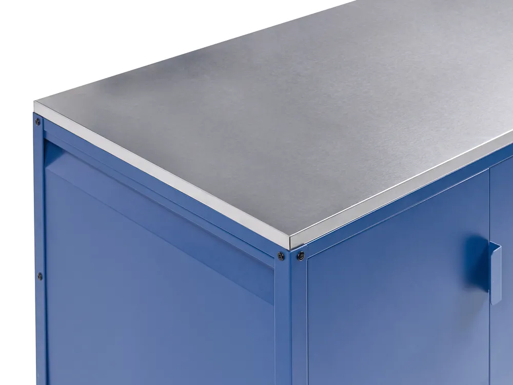 Outdoor-Küche 2er Set mit Spüle MAENZA Blau Metall_1044972