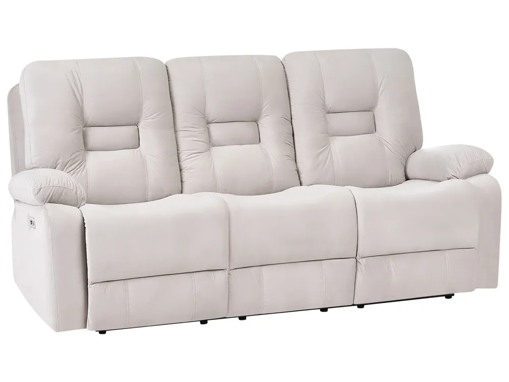 Sofa Set elektrisch verstellbar 6-Sitzer BERGEN mit USB-Anschluss Samtstoff Hellbeige_1064819