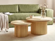 Set of 2 Coffee Tables ILIOS Rattan Natural_926289