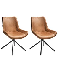 Set of 2 Dining Chairs HAILEY Faux Suede Golden Brown_963438