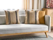 Dekokissen 2er Set DESALIX 45 x 45 cm Jute Beige Streifenmuster_1079627