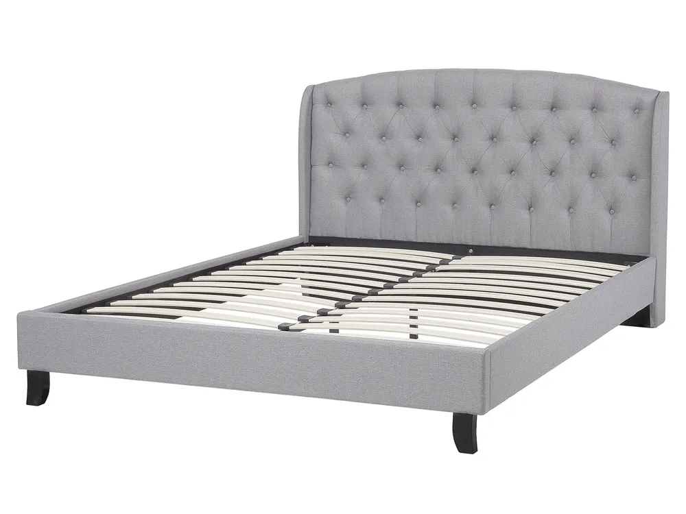 Bett mit Lattenrost Stoff BORDEAUX 160 x 200 cm Hellgrau_694850